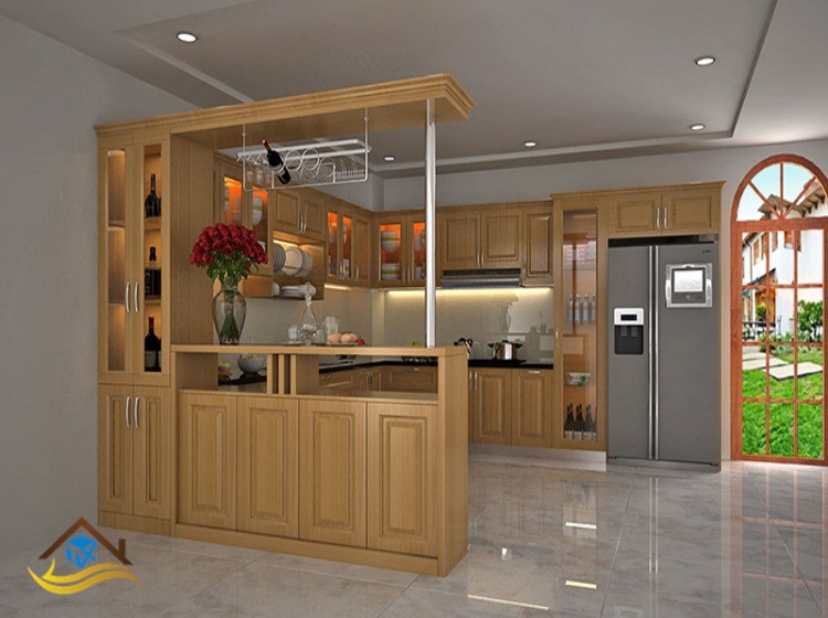 TỦ BẾP GỖ XOAN ĐÀO - NC17